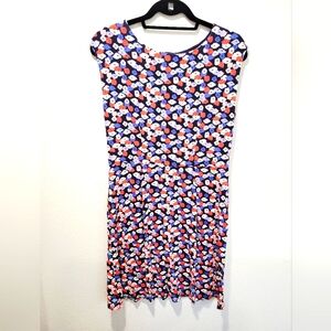 Boden Womens 10R Midi Dress Floral Feminine Fit Flare Stretch Cap Sleeve Boho‎